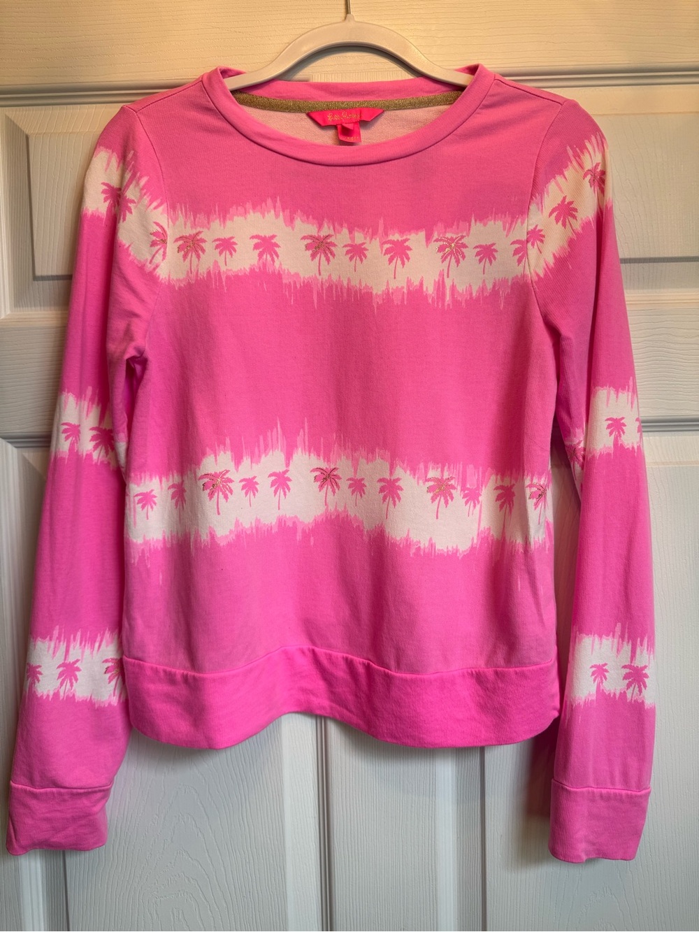 Lilly Pulitzer Pink Palm-Print Long Sleeve Sweatshirt